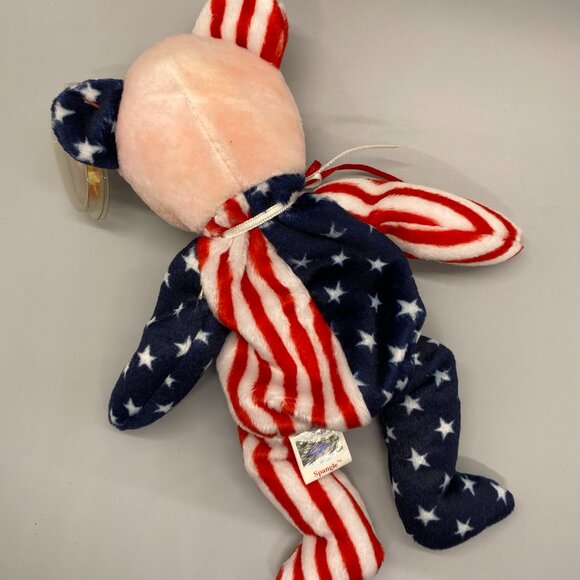 Ty Beanie Babies 1999 Red Face Spangle Red White Blue Patriotic Bear - Picture 4 of 8
